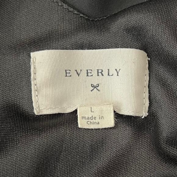 Everly | Black Mini Dress | Cami Spaghetti Strap | V Back | Gathered Waist Large - Picture 6 of 8